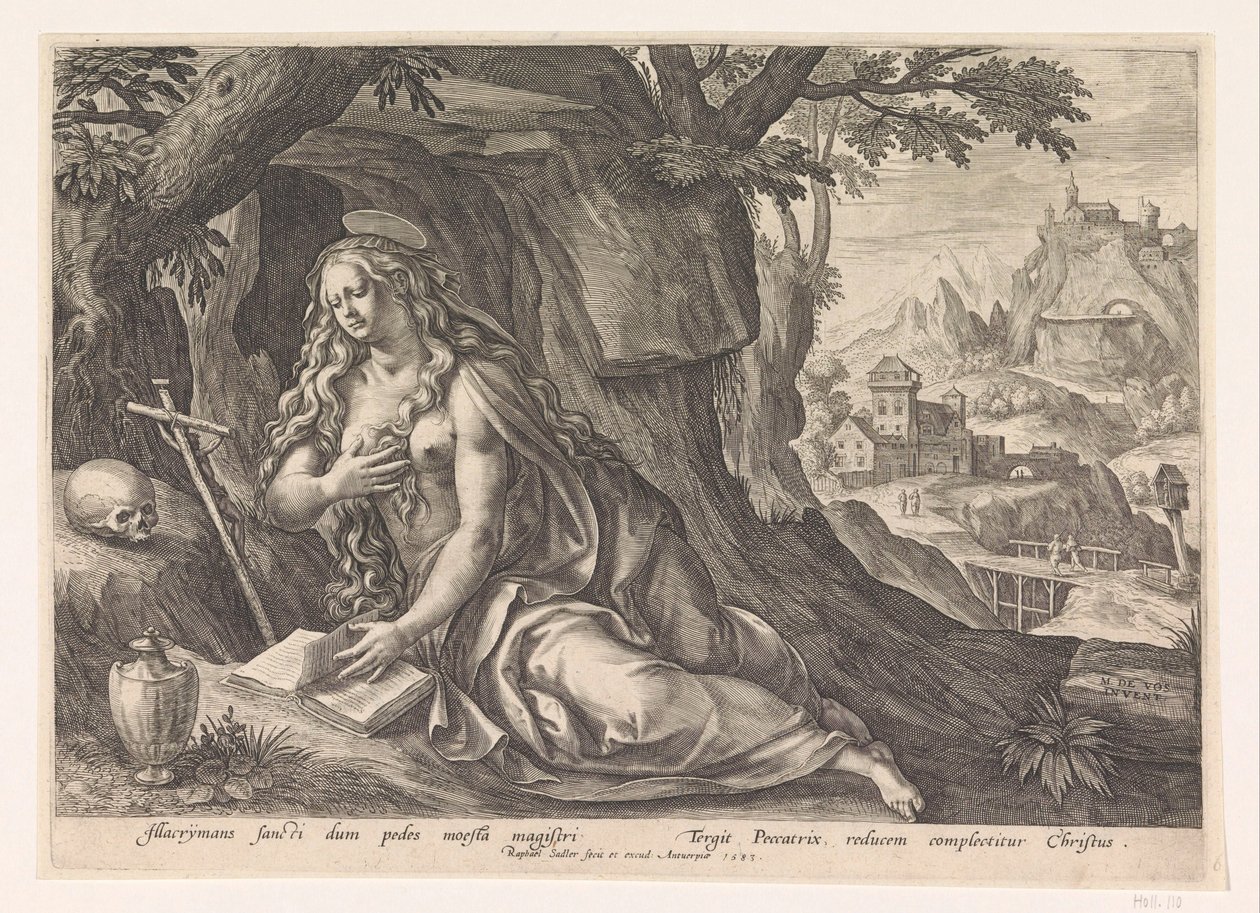 Maria Magdalena in de wildernis af Raphaël Sadeler (I)