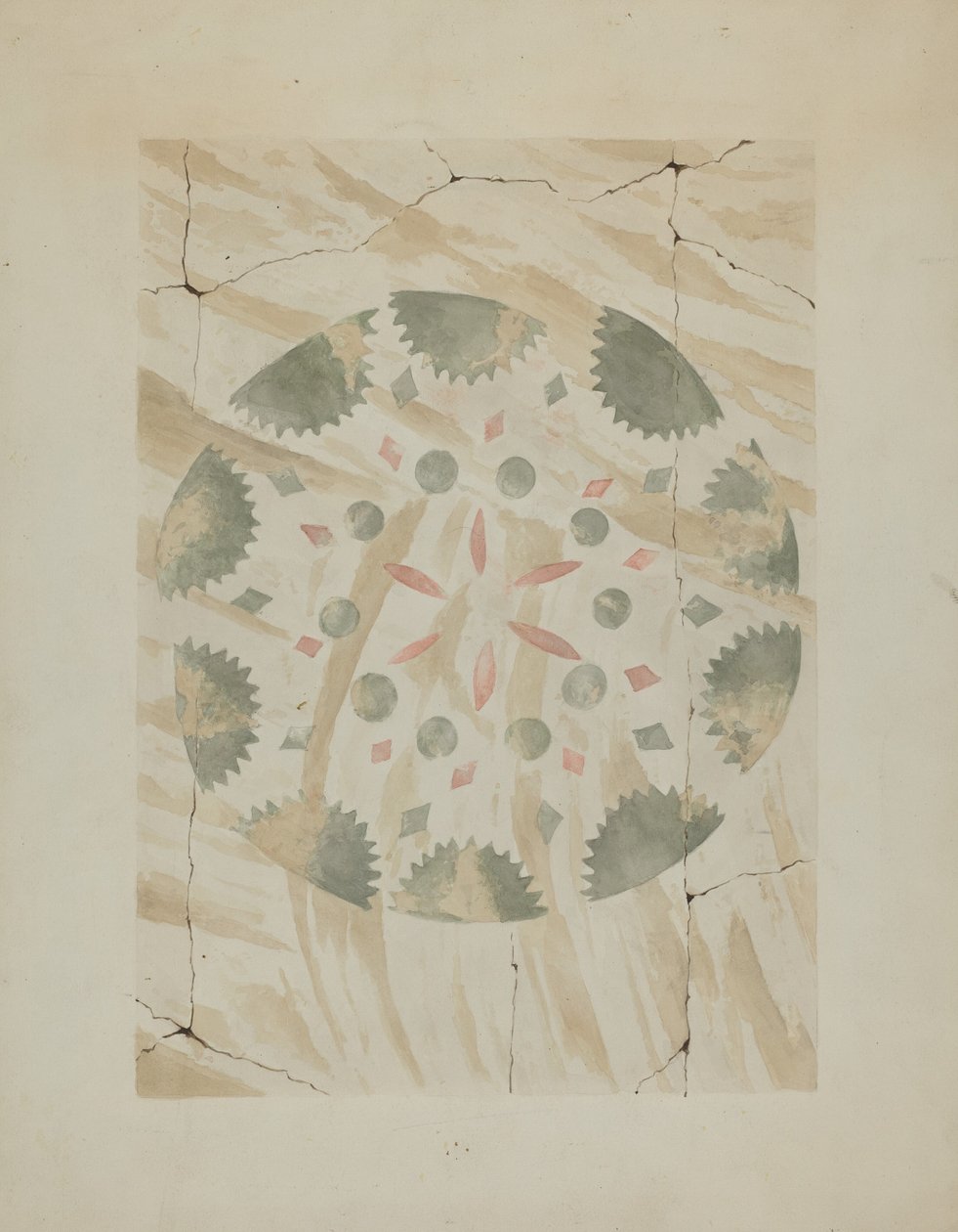 Detalje af stencileret væg, ca. 1937. af Ray Holden