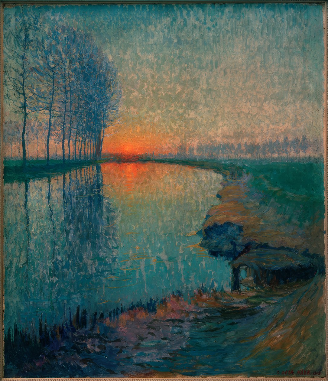Solnedgang på nettet af Raymond de la Haye