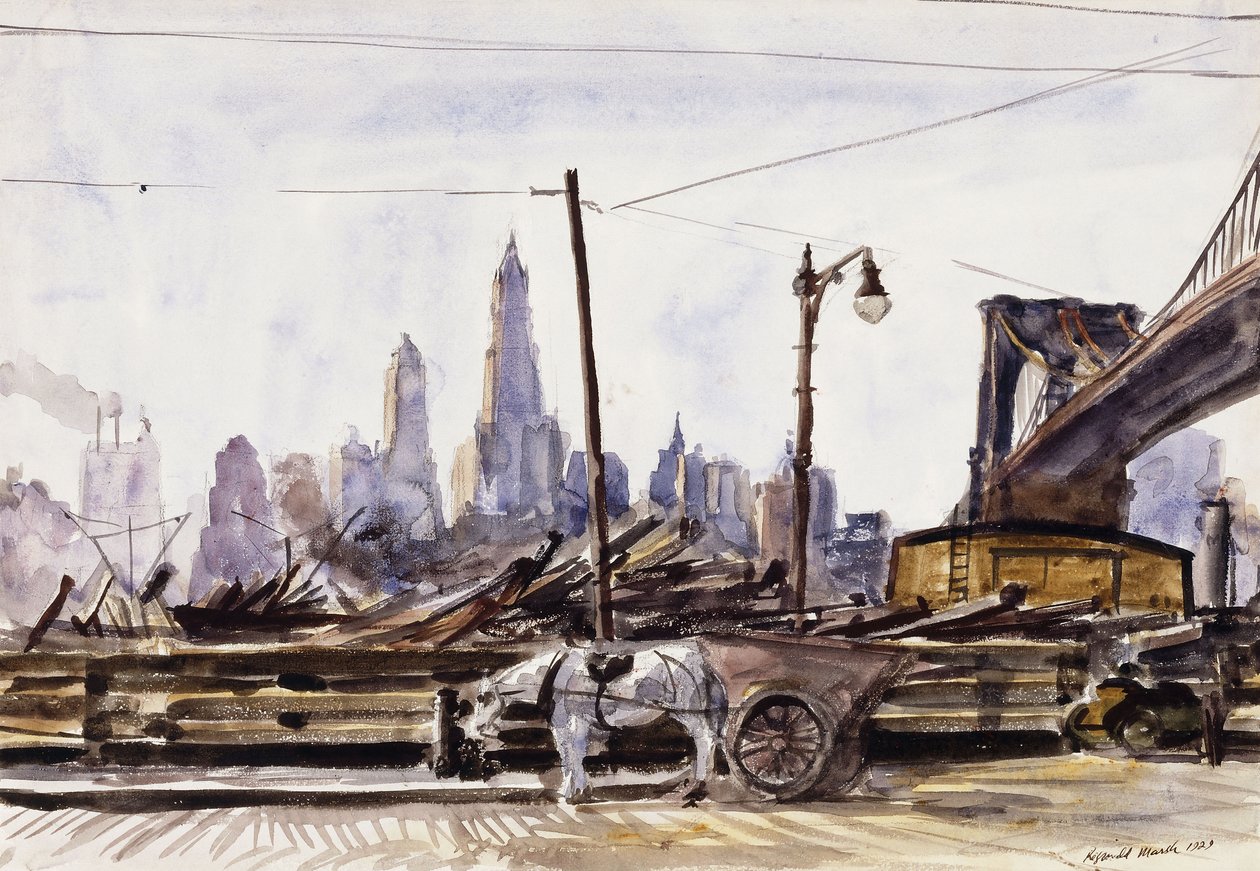 Brooklyn Bridge af Reginald Marsh
