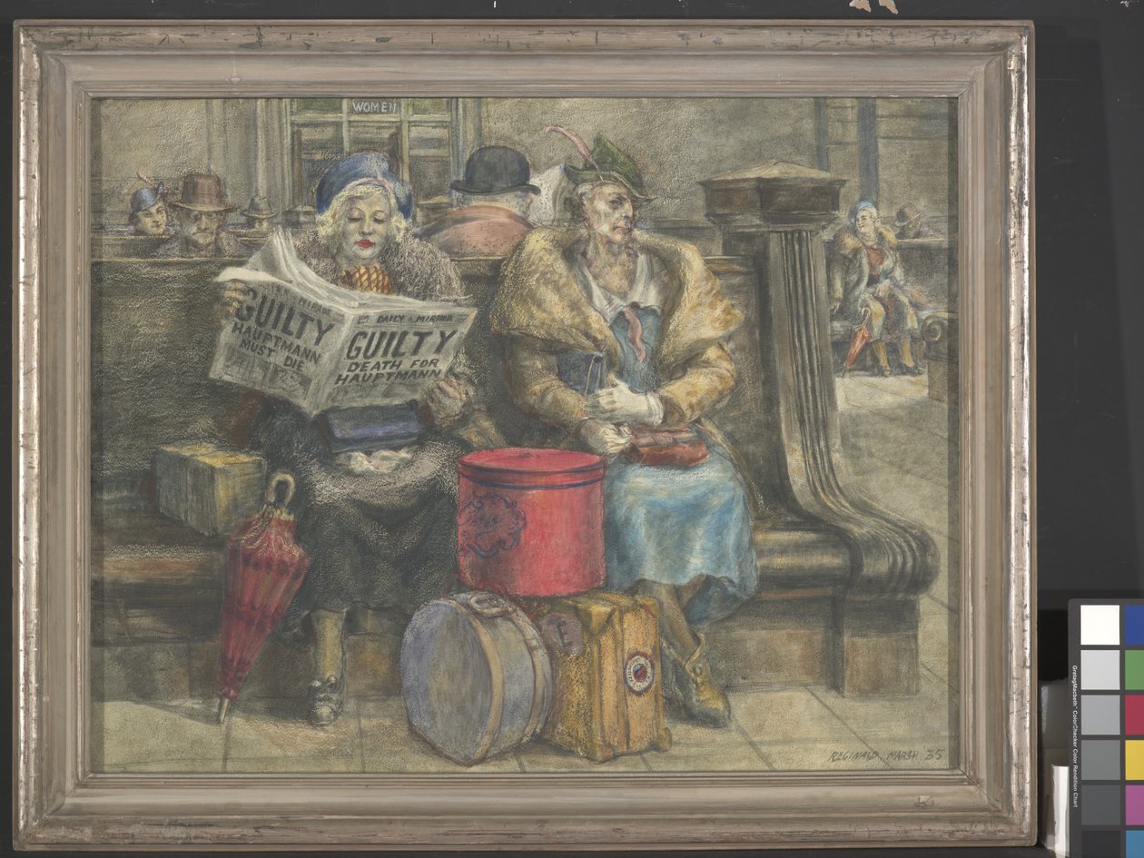 Hauptmann Must Die (æggetempera på masonit) af Reginald Marsh