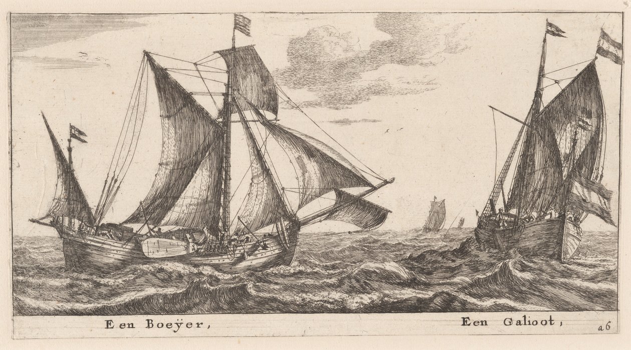 En Boeier og en Galliot af Reinier Nooms, called Zeeman