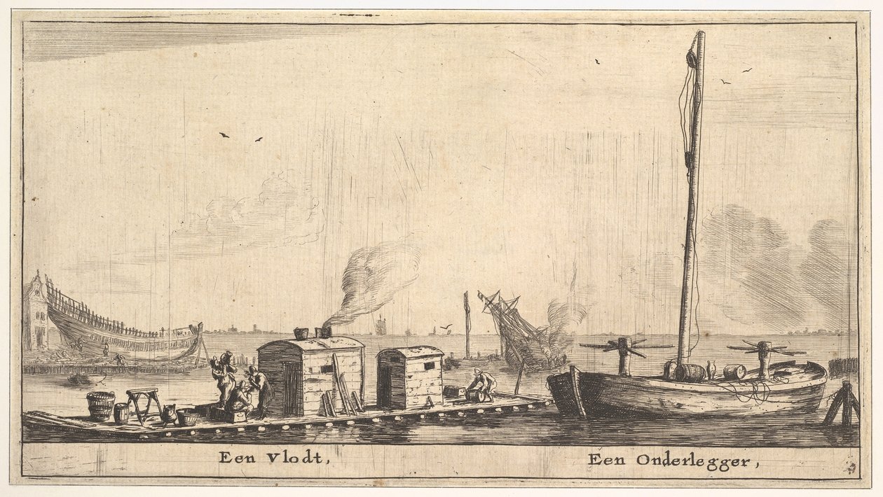 En flåde og en underlegger, 1600-tallet. af Reinier Zeeman
