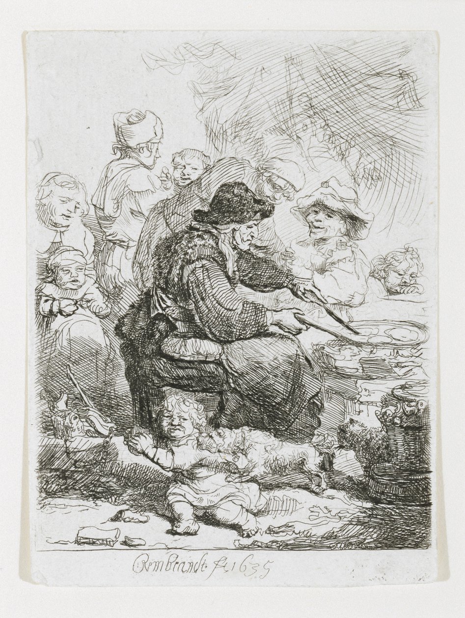 Pandekagekvinden, 1635 af Rembrandt van Rijn