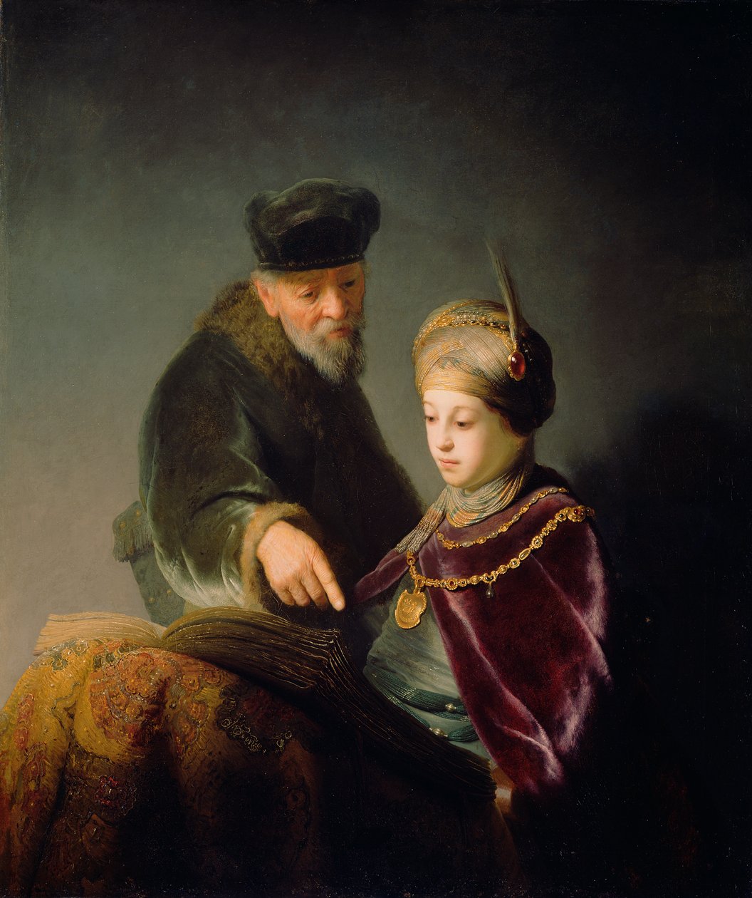 En ung forsker og hans underviser af Rembrandt van Rijn