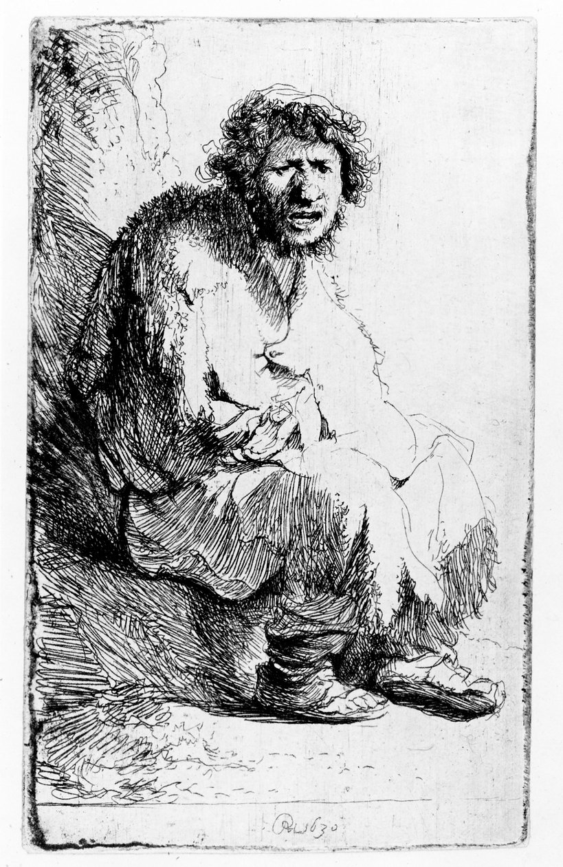 Tigger siddende på en bank, 1630 af Rembrandt van Rijn