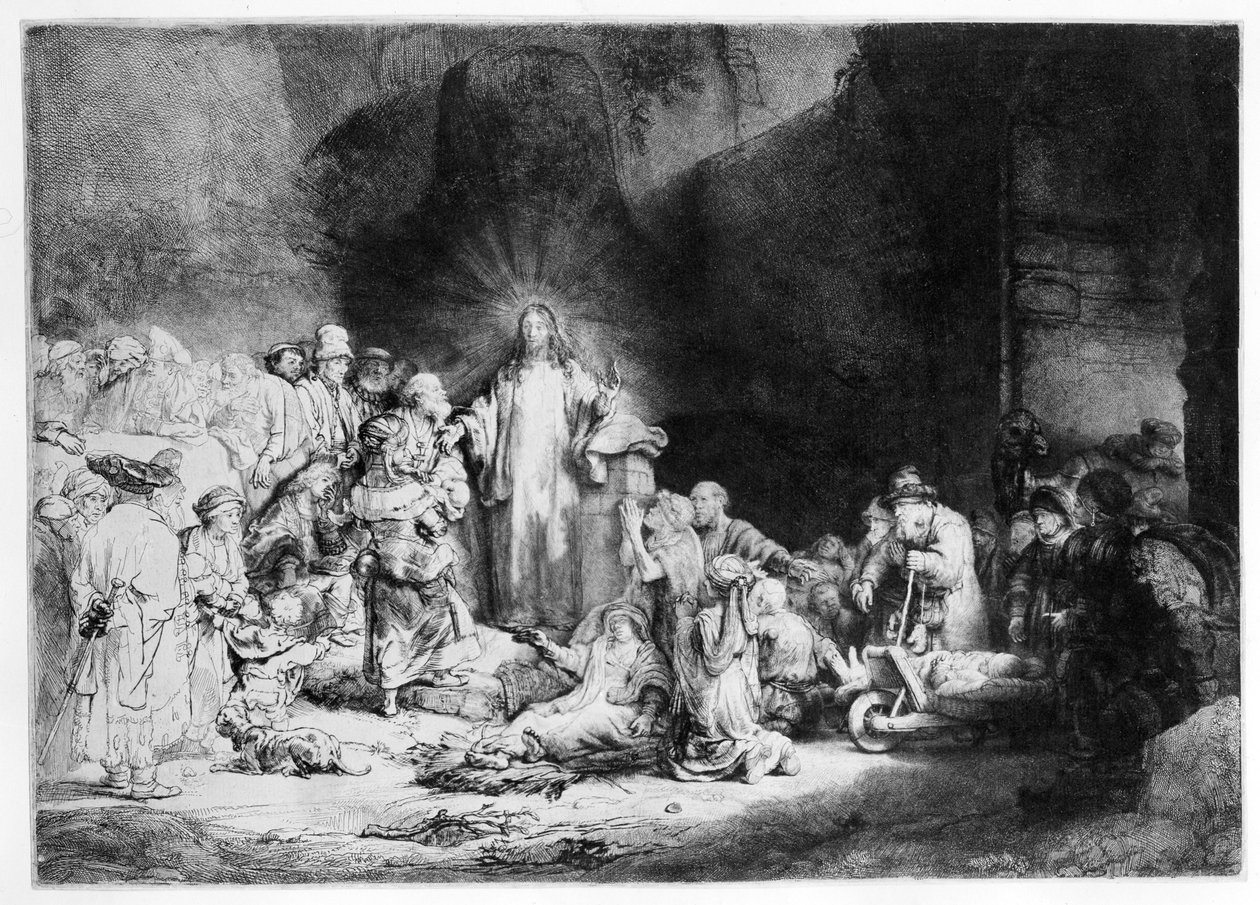 Kristus prædiker i et klippelandskab, ca. 1645 af Rembrandt van Rijn