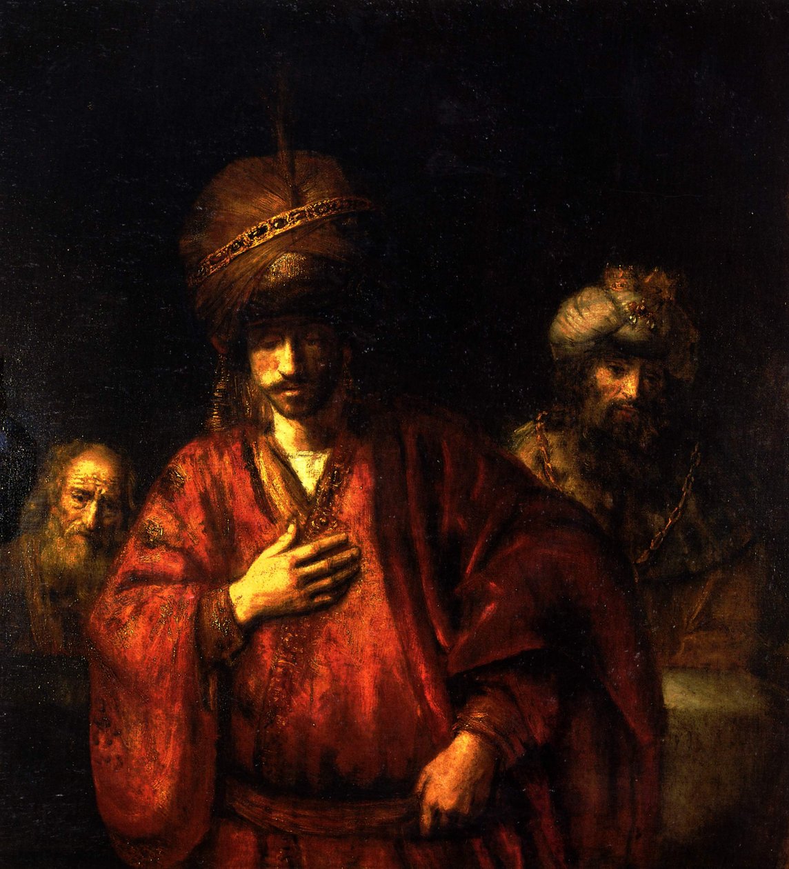 Haman anerkender sin skæbne af Rembrandt van Rijn