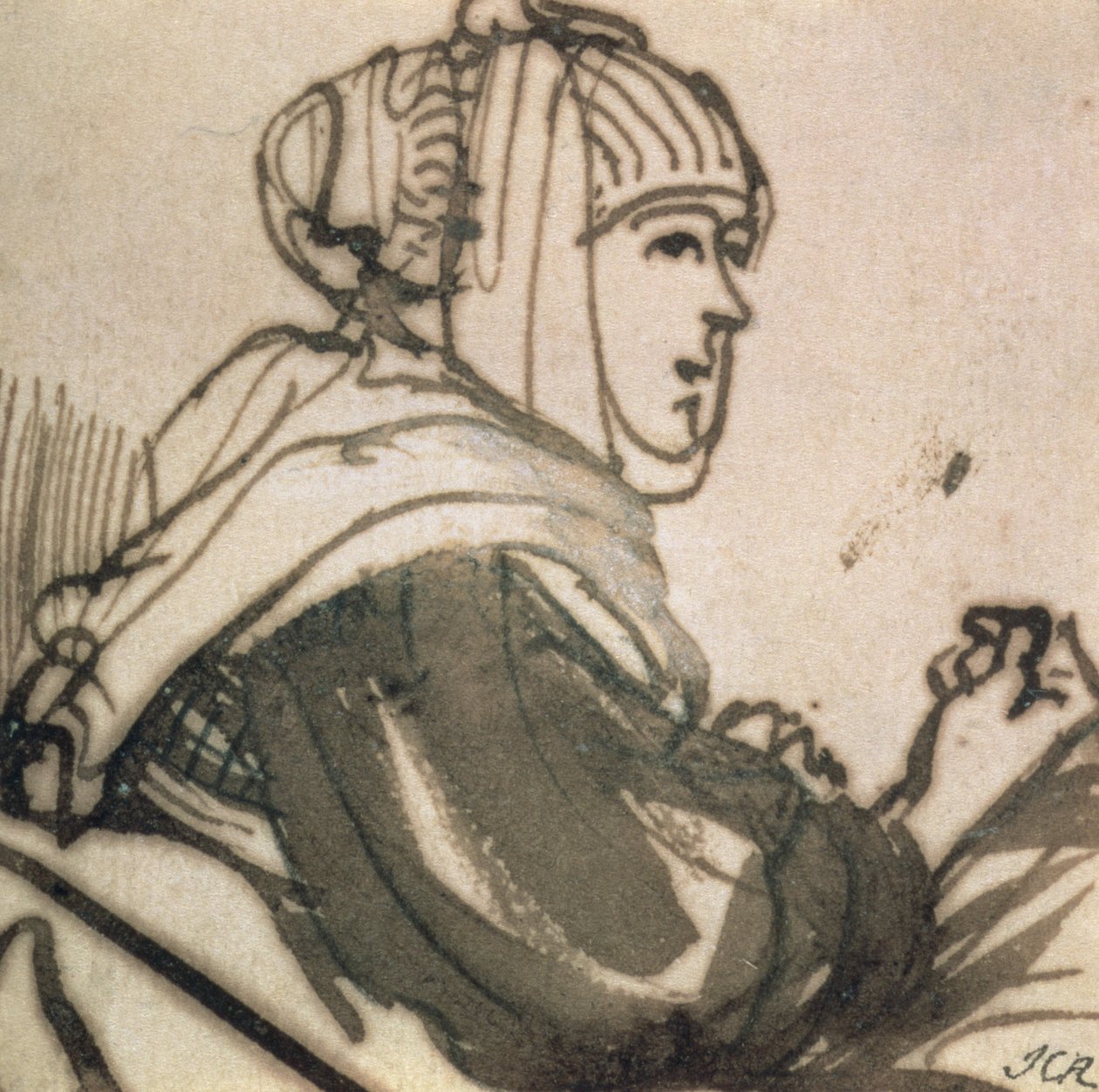 Portræt af Saskia, 1634 (blæk og vask på papir) af Rembrandt van Rijn