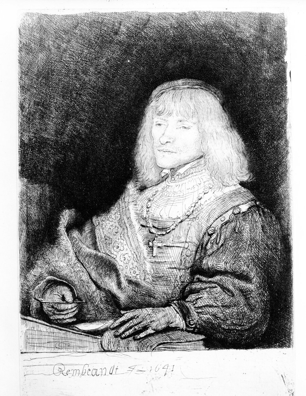 Portræt af en mand ved et skrivebord, 1641 af Rembrandt van Rijn