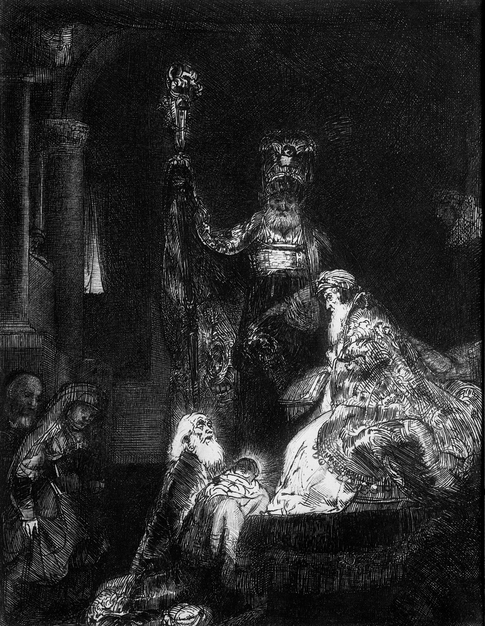 Præsentation i templet, 1654 (mezzotint) af Rembrandt van Rijn