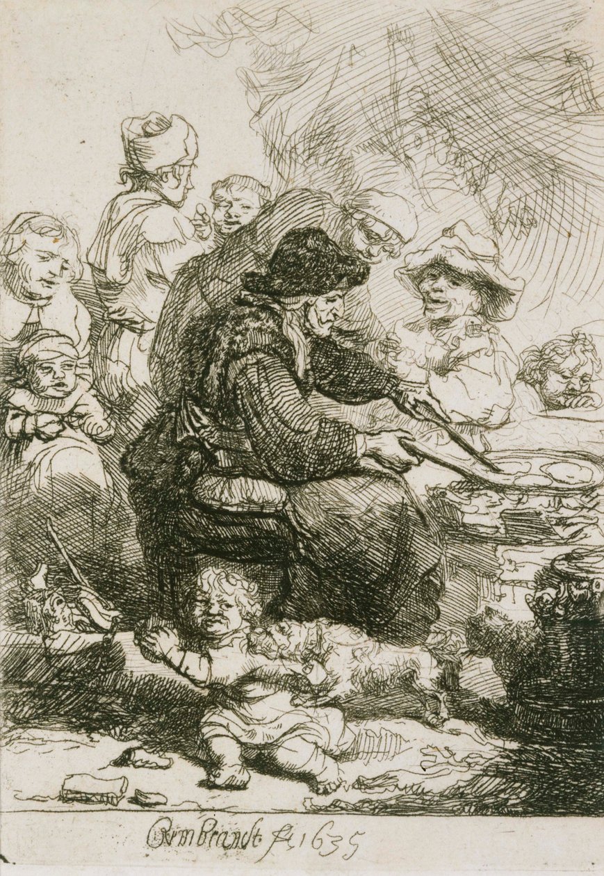 Pandekagekvinden, stat III af Rembrandt van Rijn