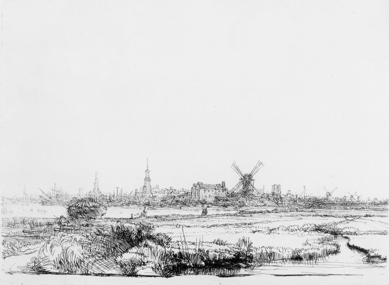 Udsigt over Amsterdam, ca. 1640 af Rembrandt van Rijn