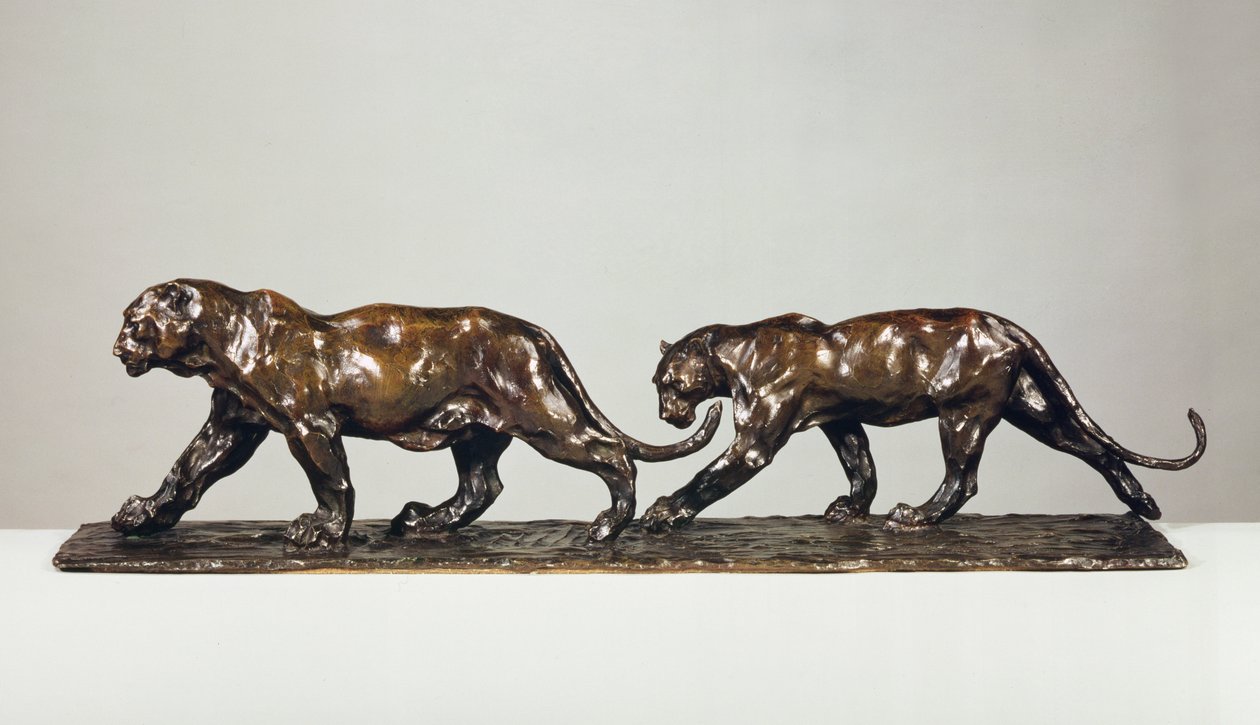 To Jaguarer (bronze) af Rembrandt Bugatti