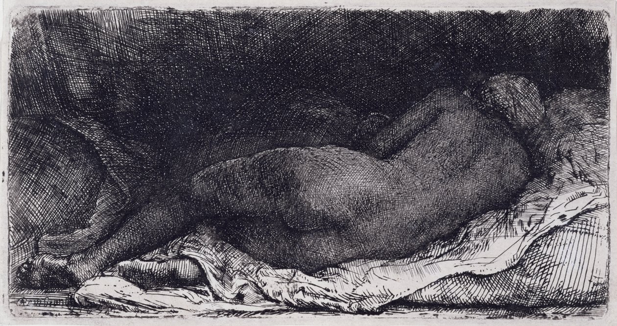 Negress liggende af Rembrandt van Rijn