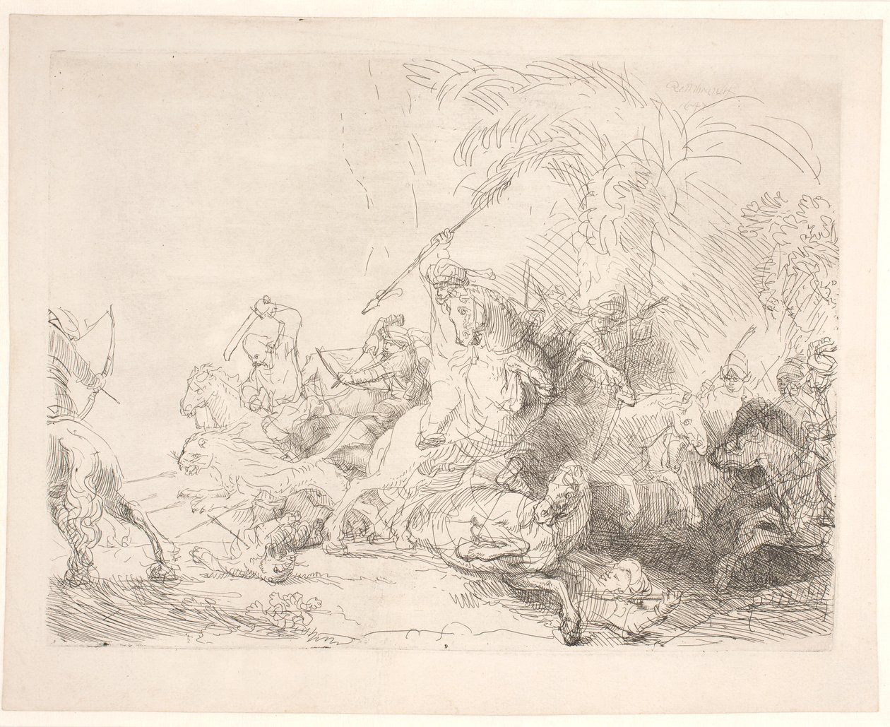 Den store løvejagt af Rembrandt van Rijn