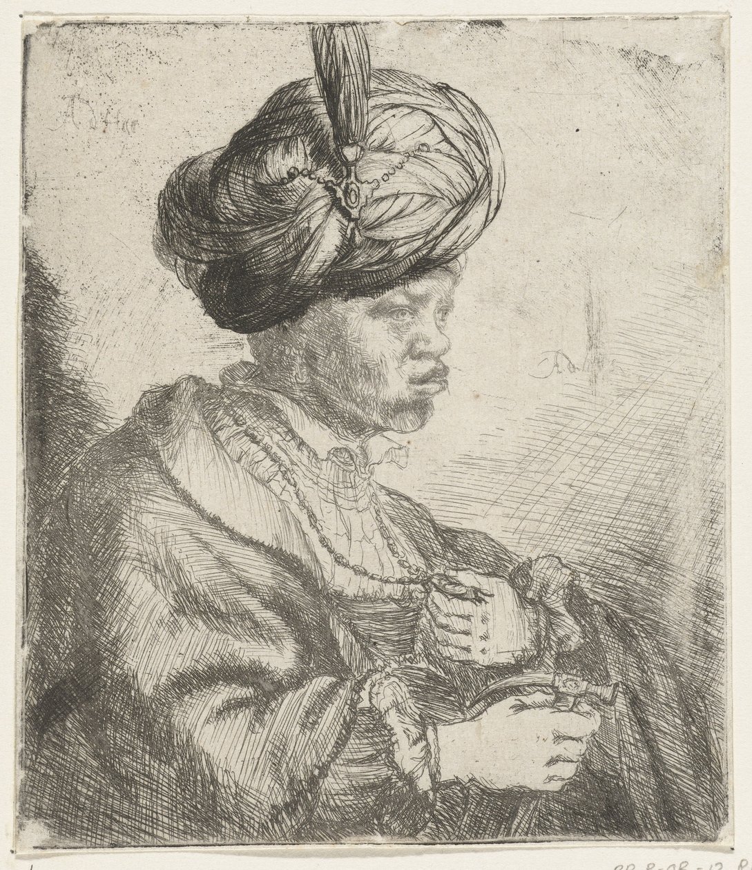 Mand med turban, c.1660-70 af Rembrandt van Rijn