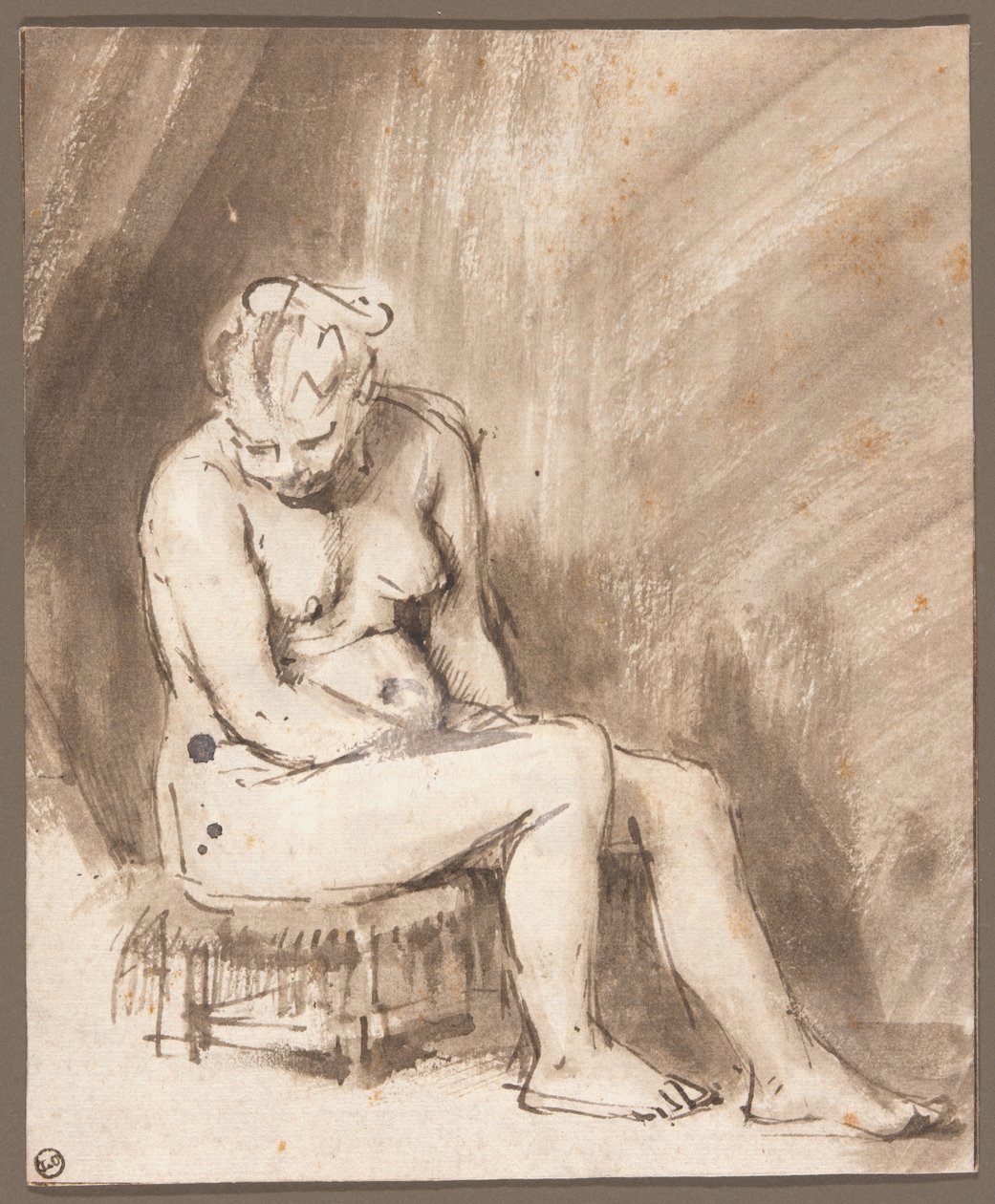 Siddende nøgen kvinde af Rembrandt van Rijn