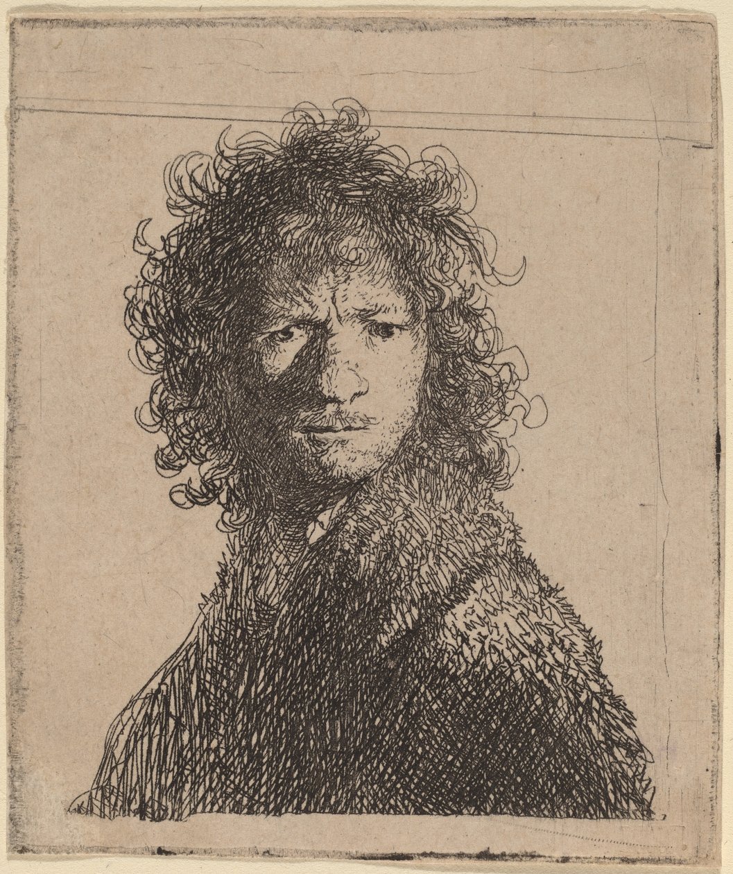 Selvportræt, panderynker af Rembrandt van Rijn