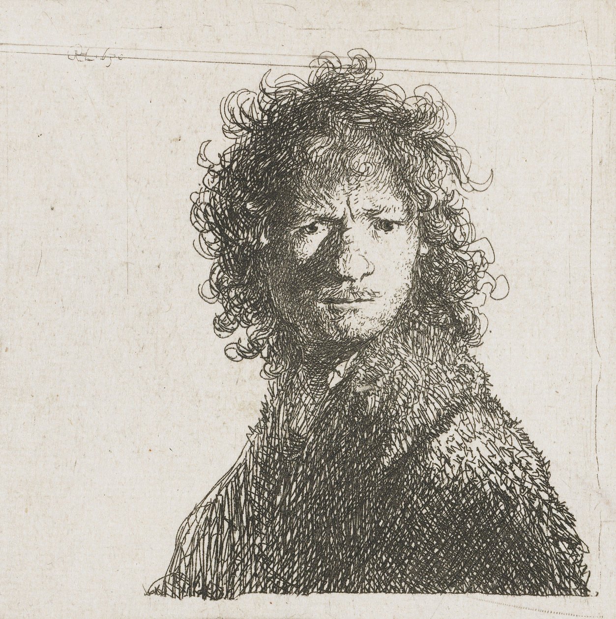 Selvportræt Frowning, 1630 af Rembrandt van Rijn