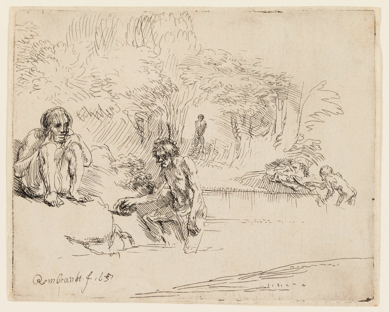 Badegæsterne af Rembrandt van Rijn