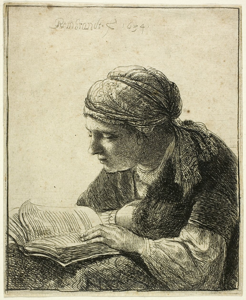 Kvinde læser af Rembrandt van Rijn