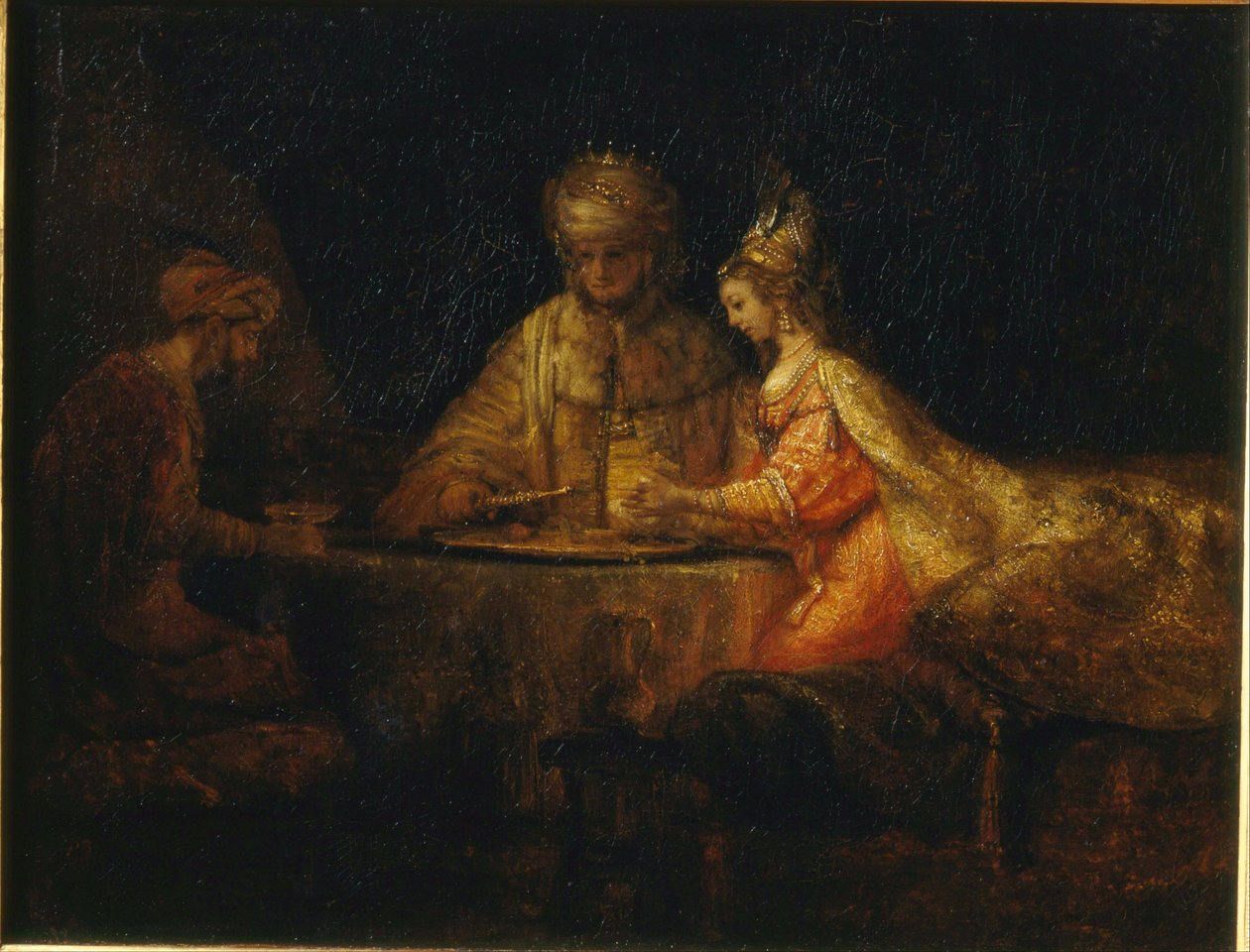 Ahasveros, Haman og Esther af Rembrandt van Rijn
