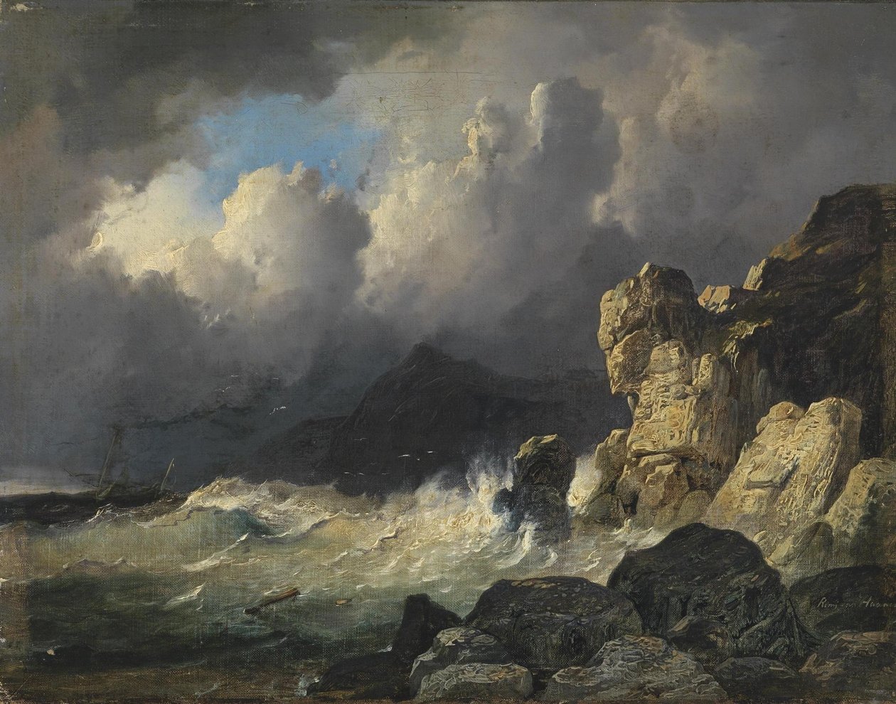 Stormfuld kystlinje af Remigius Adrianus Haanen