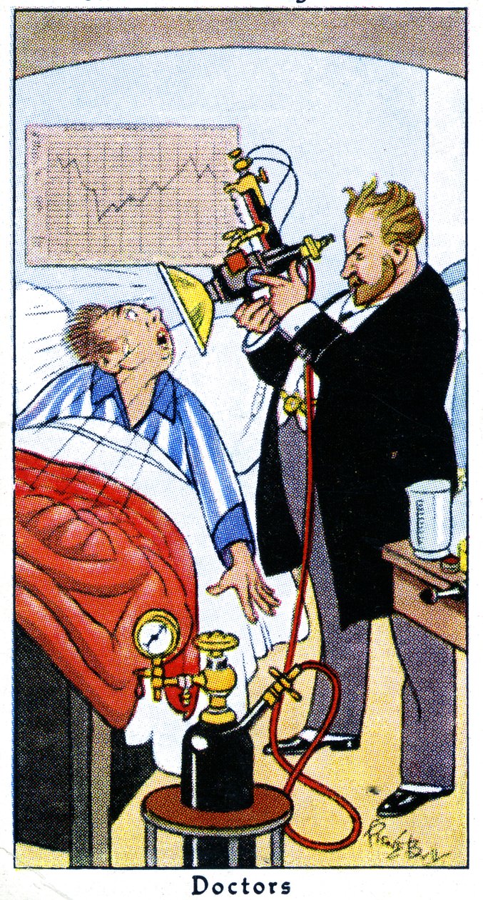 Læge behandler en patient med ultraviolette stråler, 1936 af René Bull