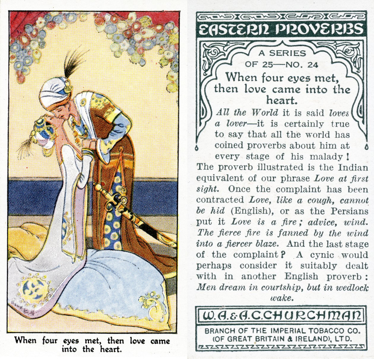 "Da fire øjne mødtes, kom kærligheden ind i hjertet", 1931 (se også 498202) af René Bull