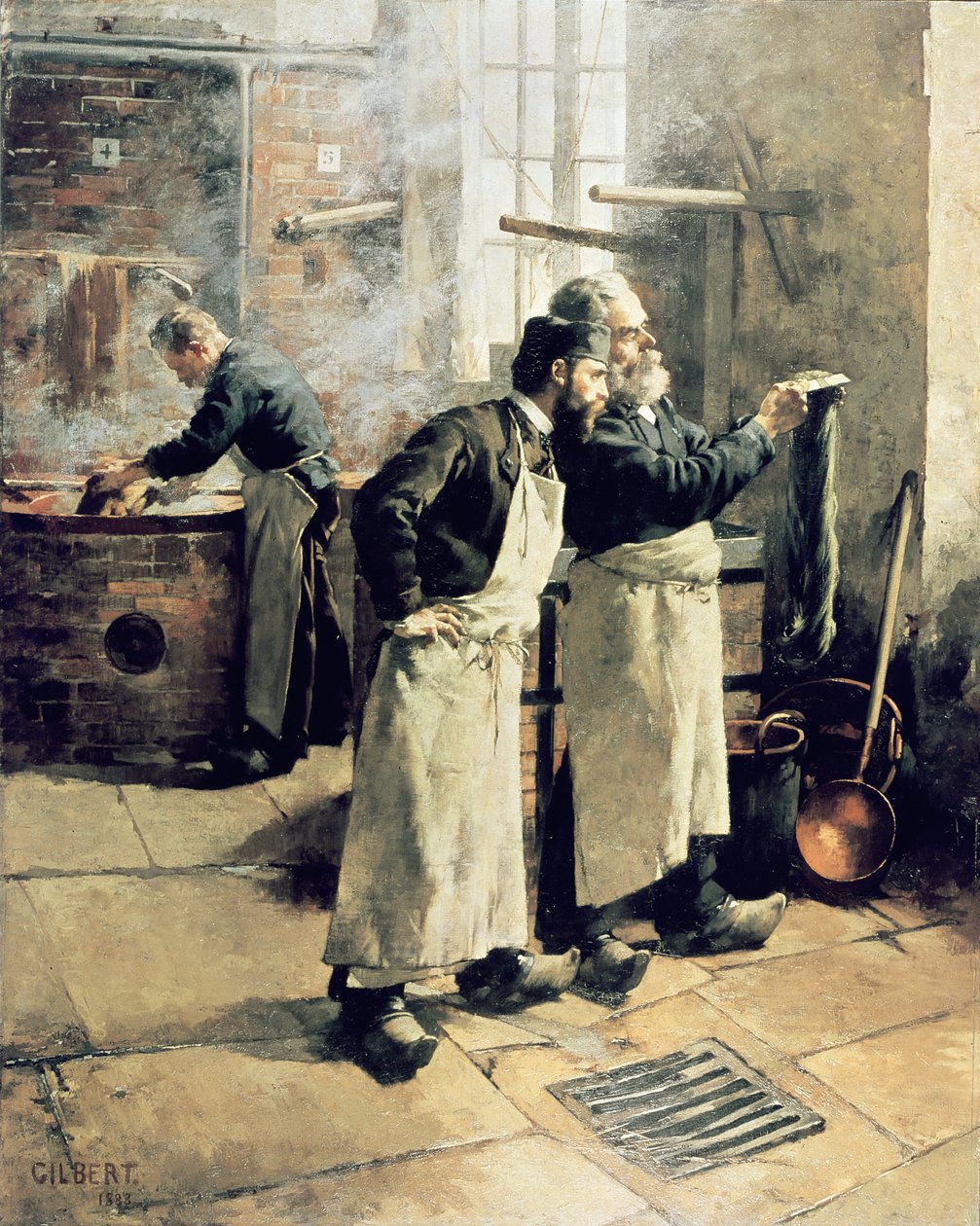 Farveværksted i Gobelinerne, 1800-tallet af Rene Joseph Gilbert