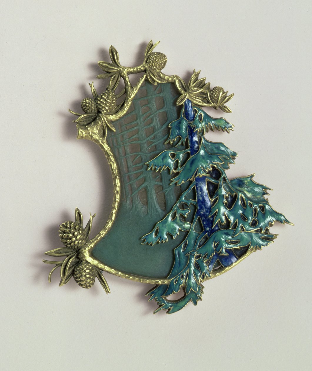 Vinterlandskabsvedhæng, af Rene Jules Lalique (1860-1945), Paris, 1900-01 (guld, glas og champleve-emalje) af Rene Jules Lalique