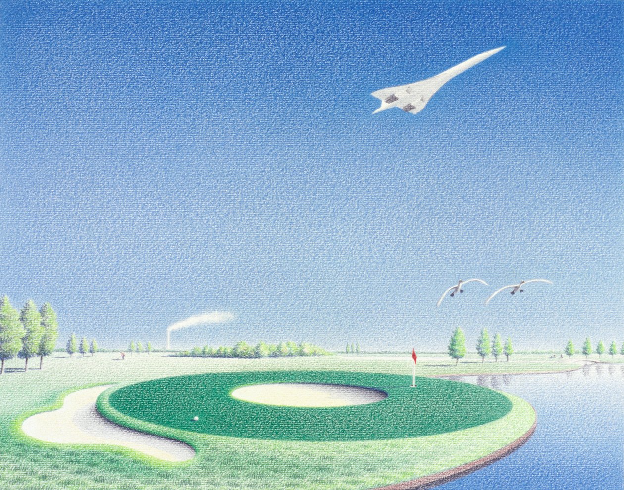 Cirkel, 2000, farveblyantstegning på papir af Rene Boin