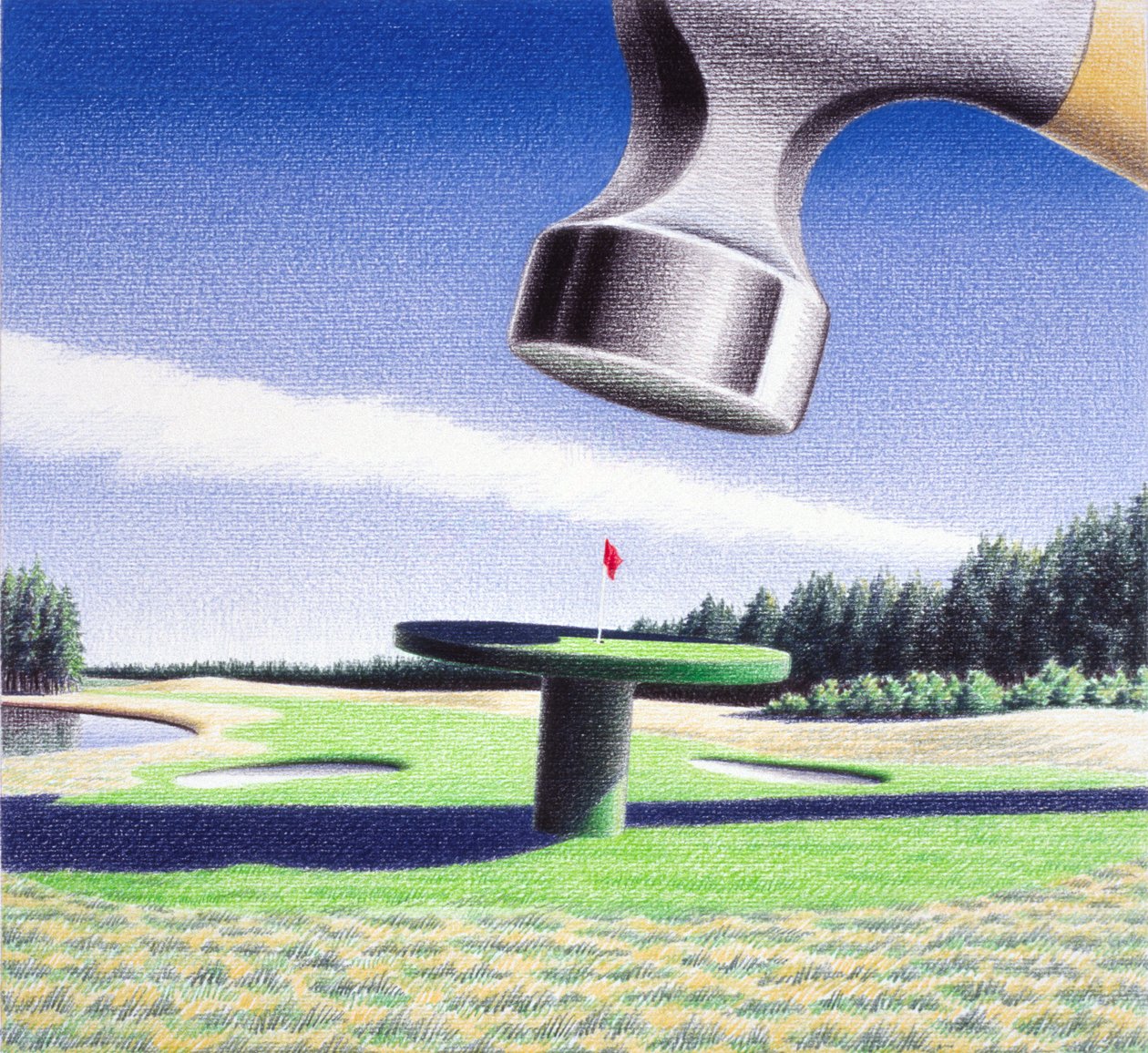 Pin, 2002, farveblyantstegning på papir af Rene Boin