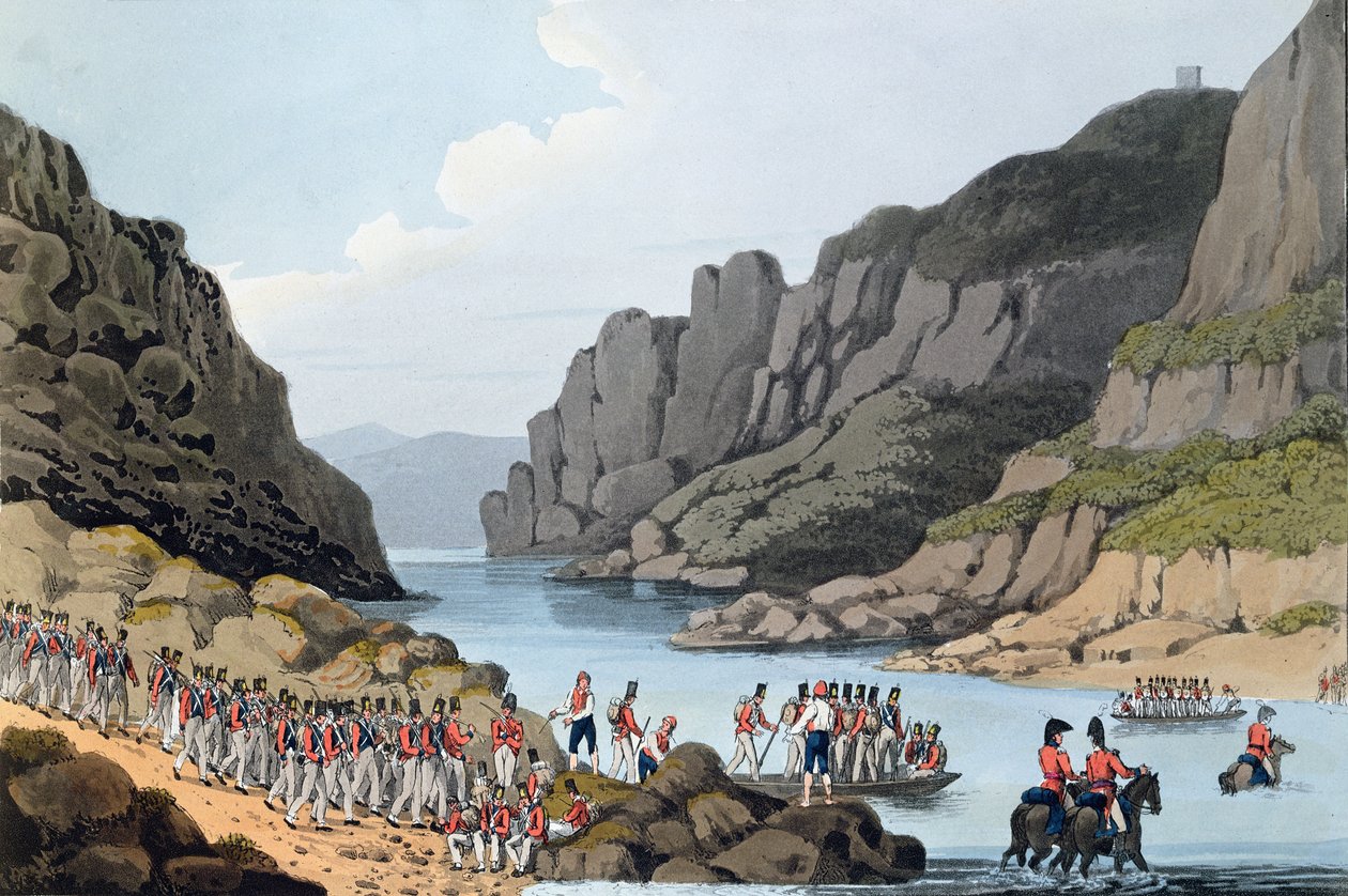Udsigt over Tejo nær Villa Velha, Portugal, indgraveret af L. Clark, 1809 af Rev. William Bradford