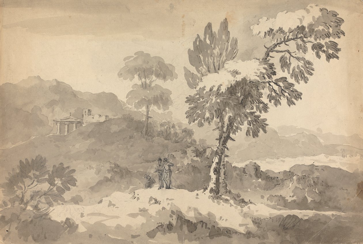 Tre skikkelser i et landskab af Rev. William Gilpin