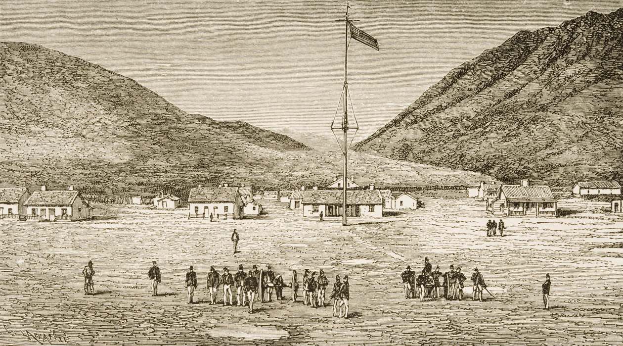 Fort Douglas Camp og Red Buttes Ravine nær Salt Lake City, Utah, 1870