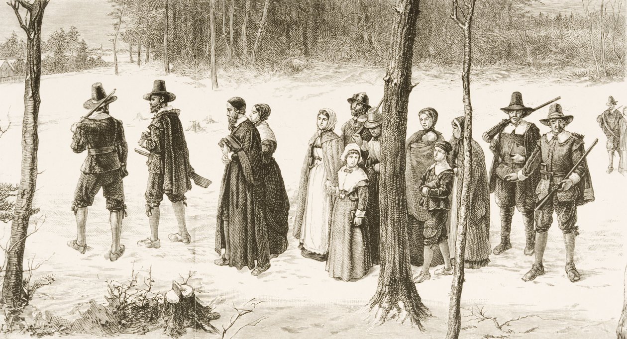 Pilgrimsfædre går i kirke, ca. 1880 af Reverend Samuel Manning