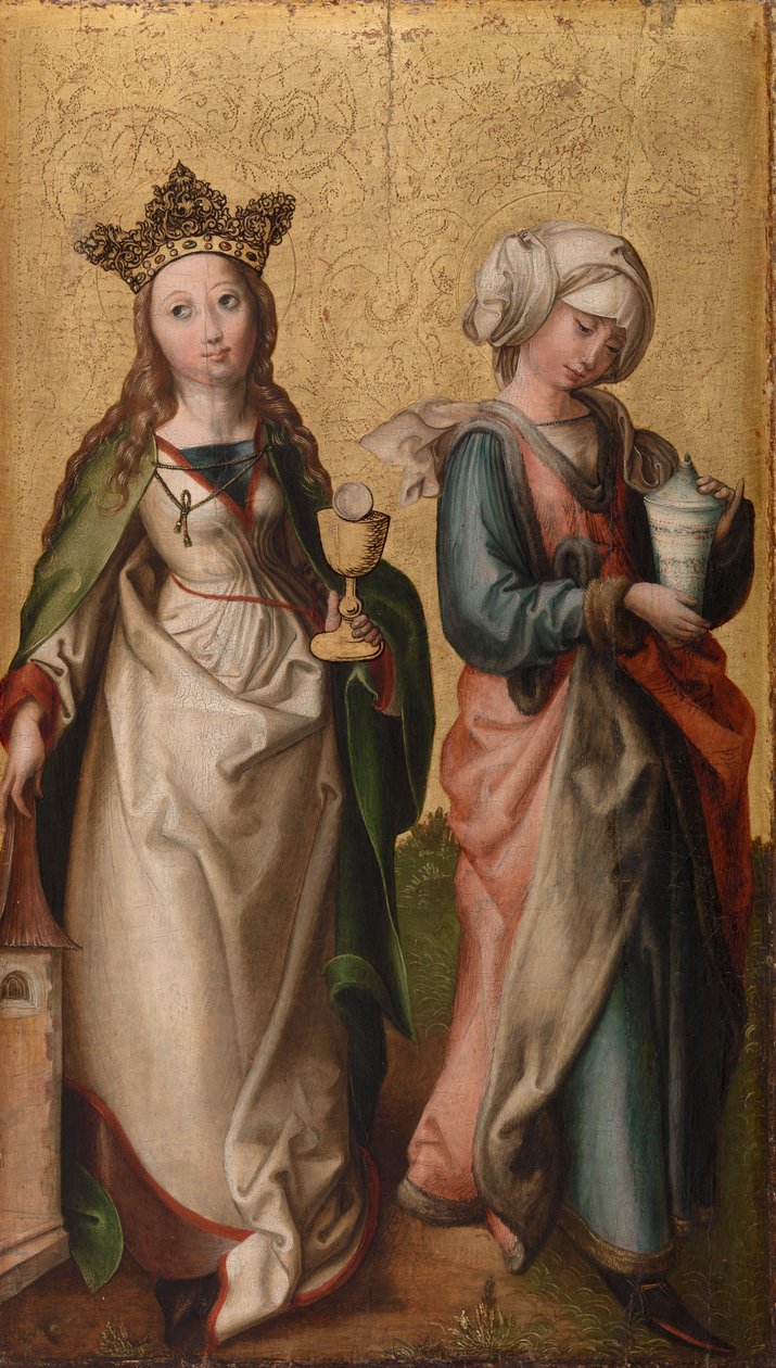 De hellige Barbara og Maria Magdalena af Rhenish Master