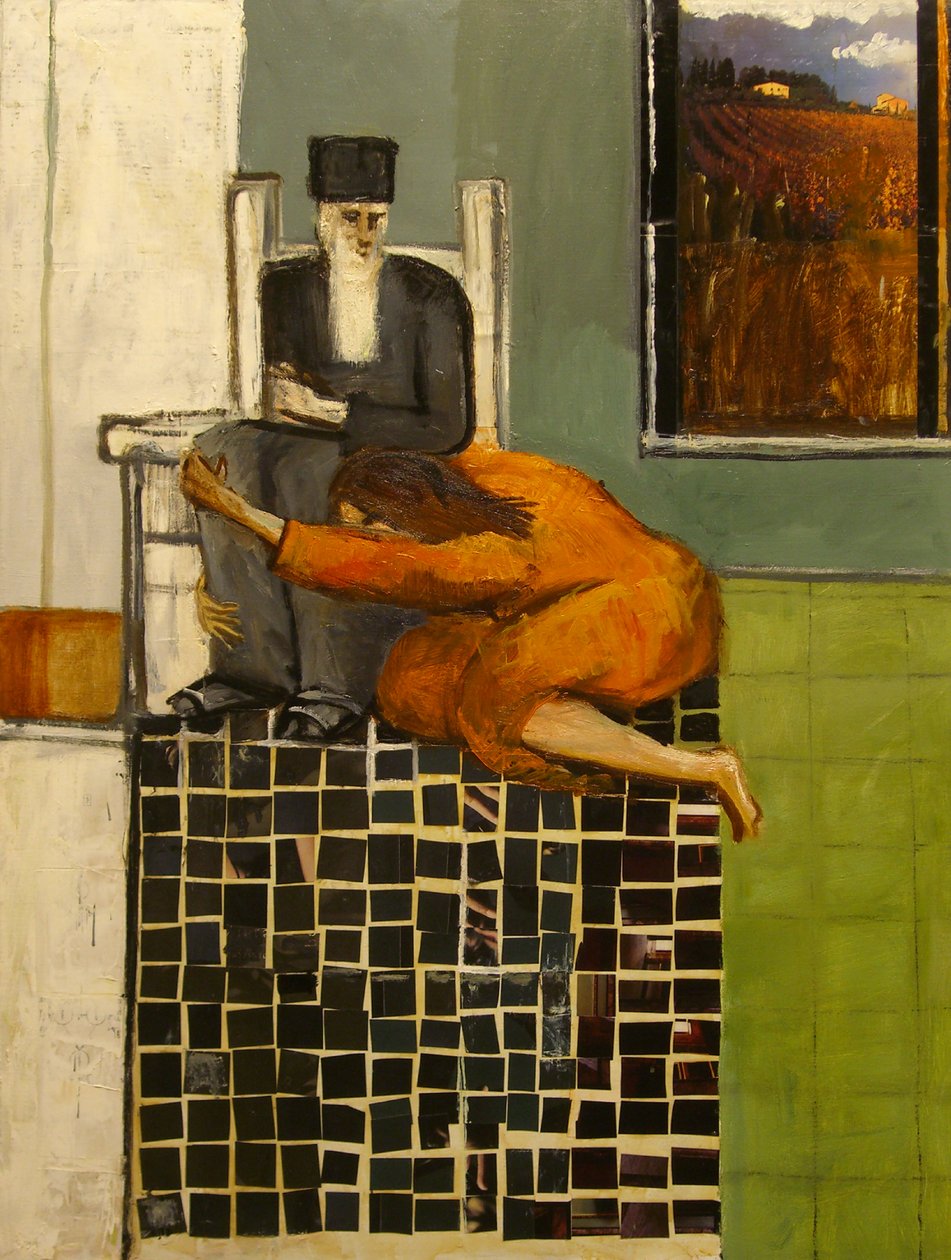 Elisha, 1999 (olie og collage på lærred) af Richard Contemporary Artist Mcbee
