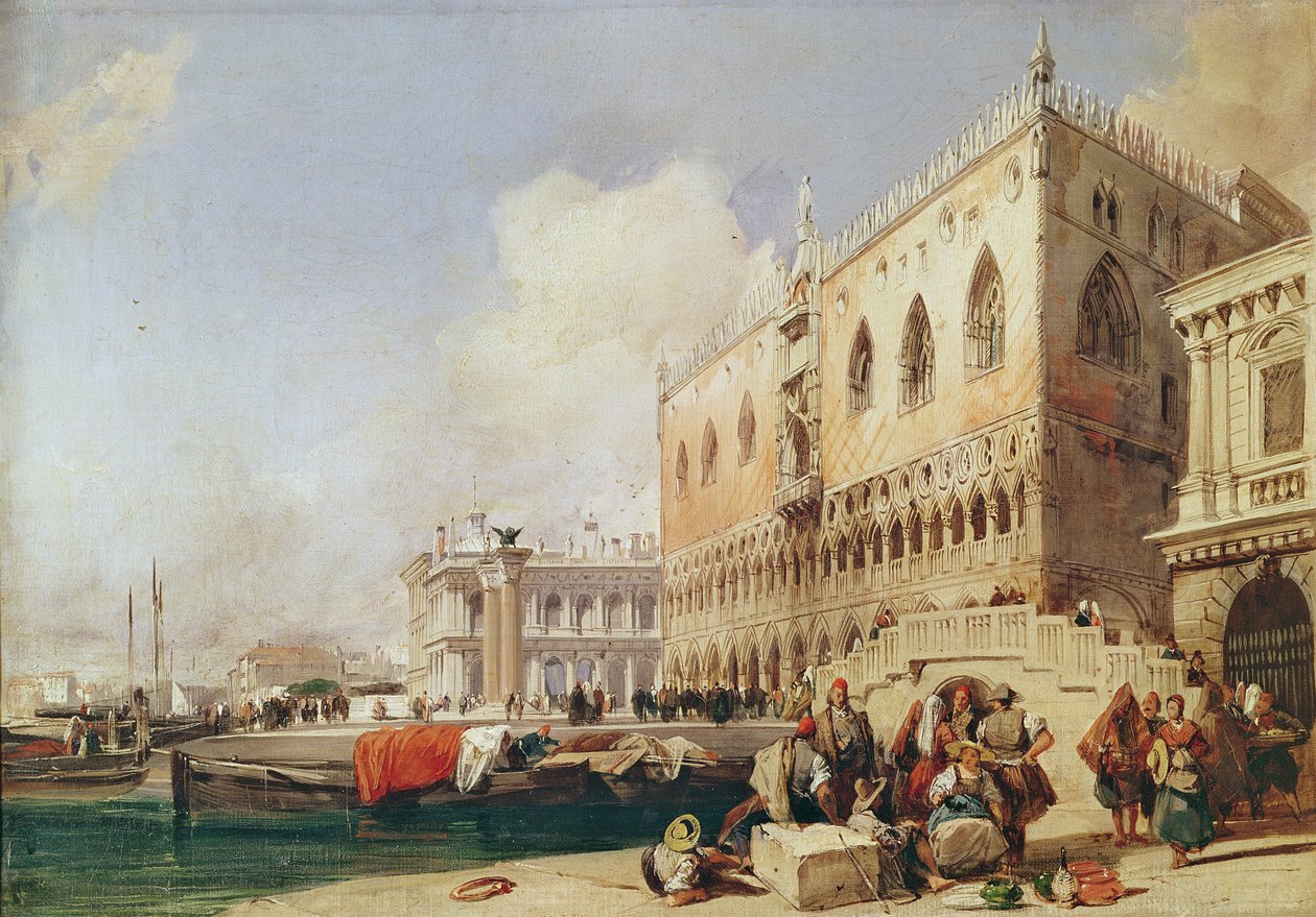 Udsigt over Venedig. Riva degli Schiavoni og Dogepaladset af Richard Parkes Bonington