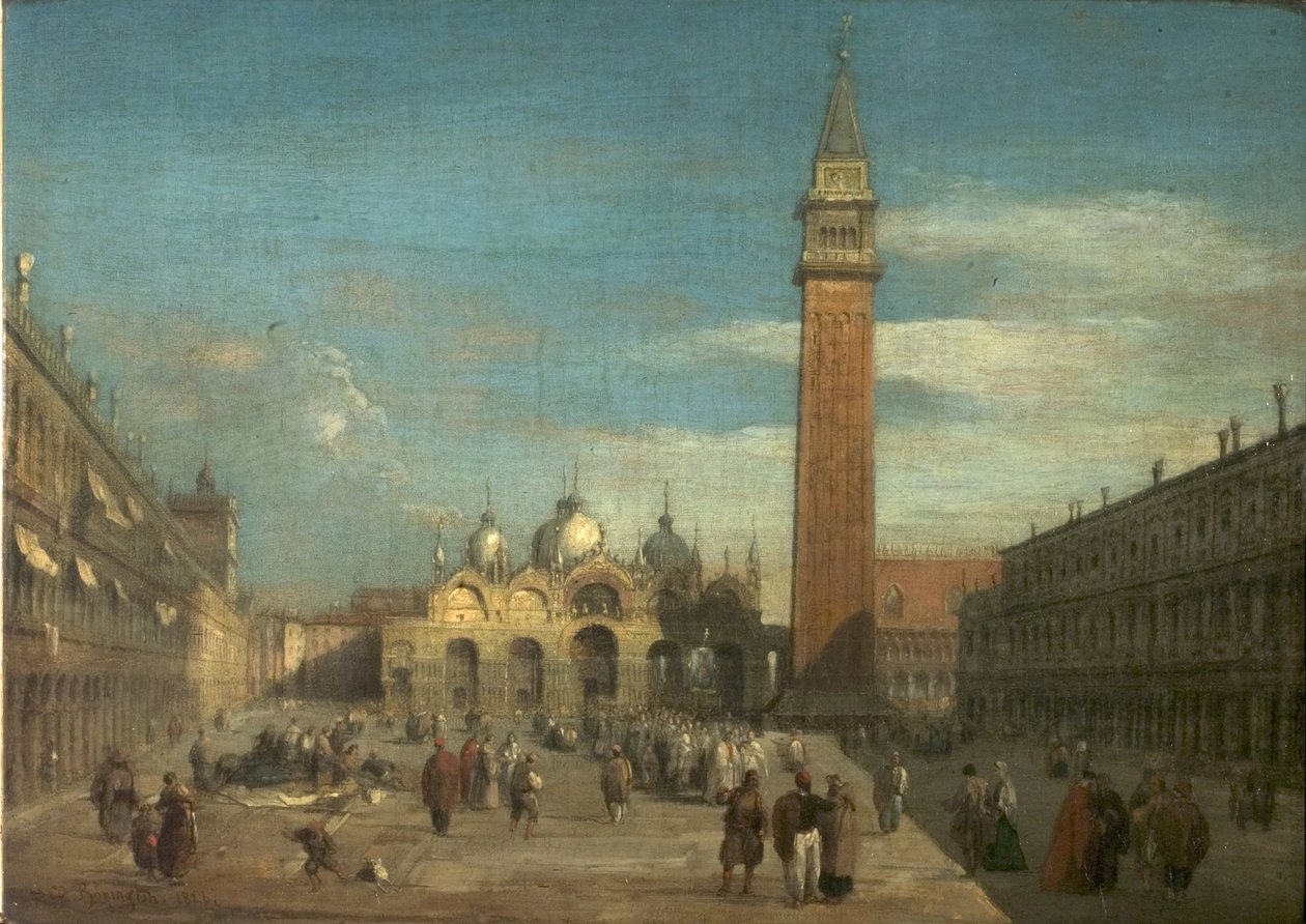 Udsigt over Piazza San Marco, Venedig, Italien, 1826 af Richard Parkes Bonington