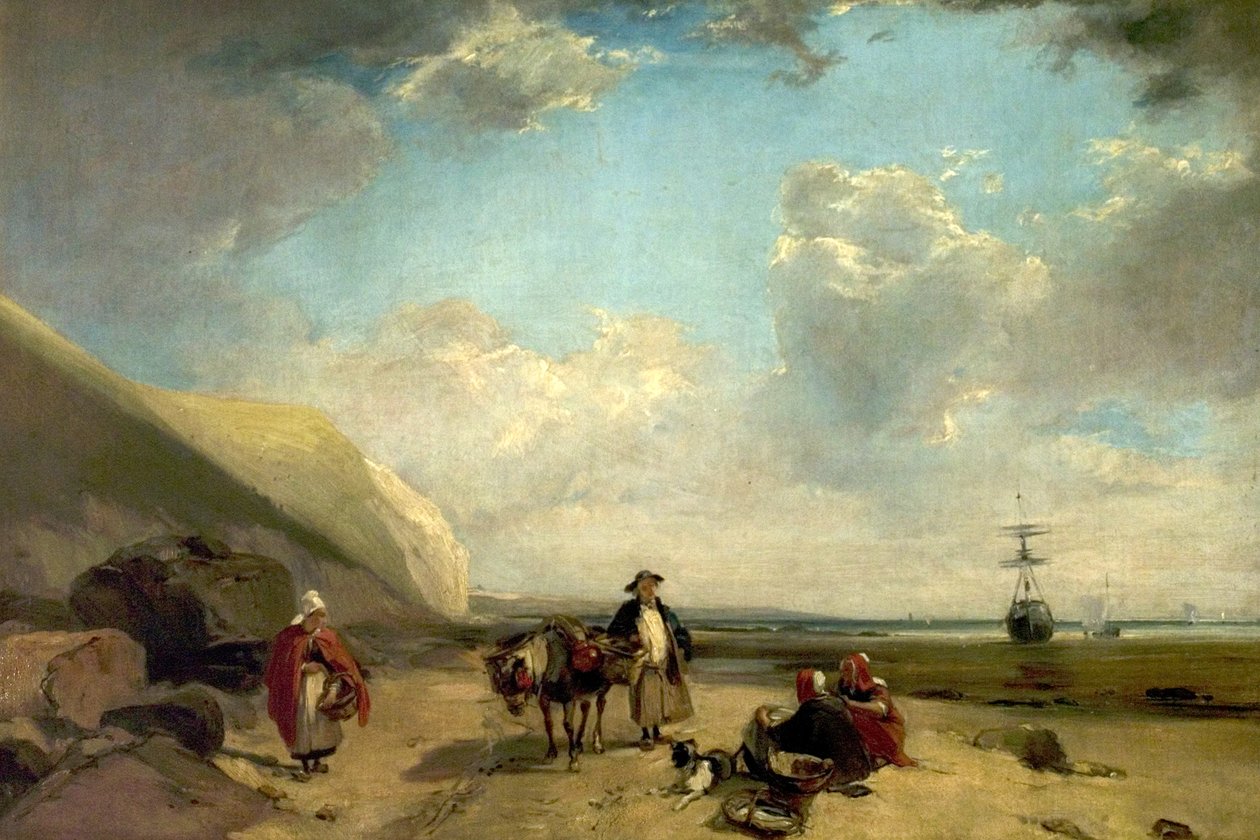 Fiskere ved Normandiets kyst, 1824 af Richard Parkes Bonington
