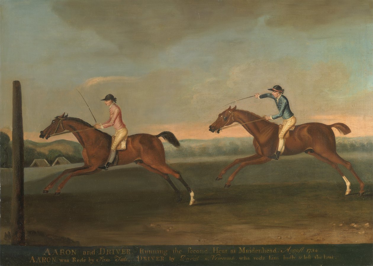 Kampen mellem Aaron og Driver ved Maidenhead, august 1754: Aaron vinder det andet heat, ca. 1754 af Richard Roper