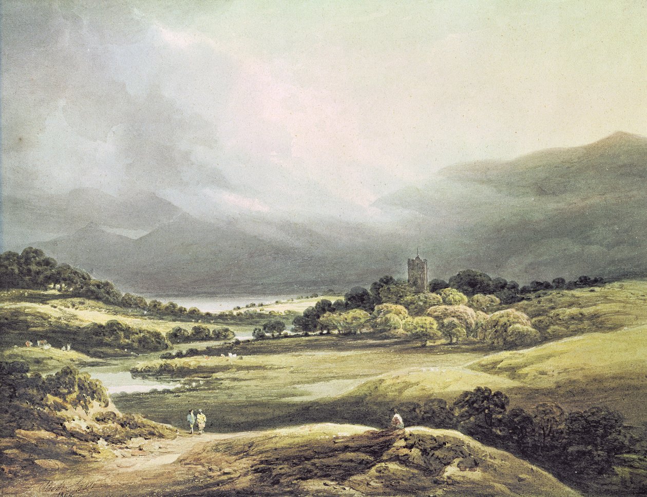 Udsigt over Dunloe Castle, Killarney, 1805 af Richard Sasse