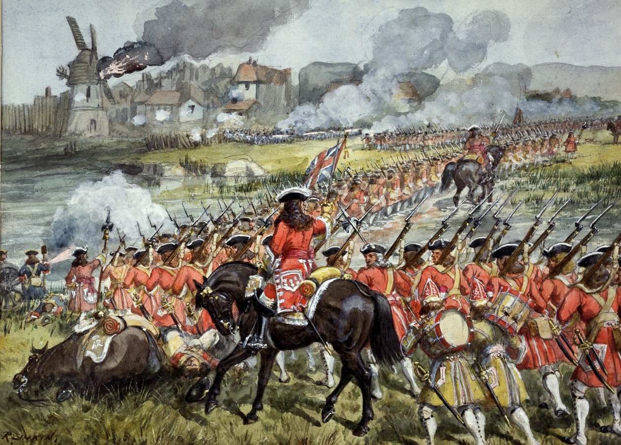 Det 16. Fodregiment i Blenheim, 13. august 1704, ca. 1900 af Richard Simkin