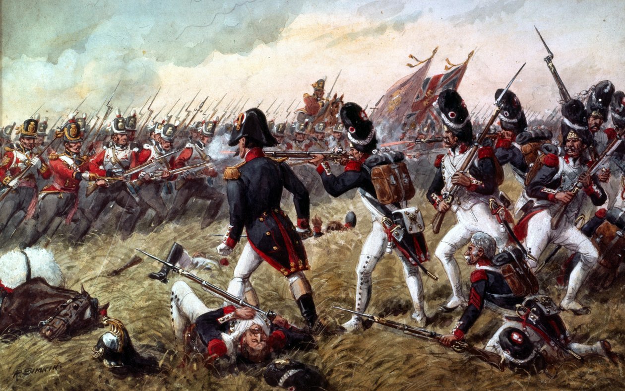 Det 3. Regiment af Foot Guards afviser den sidste angreb fra den gamle garde i slaget ved Waterloo, 18. juni 1815 af Richard Simkin