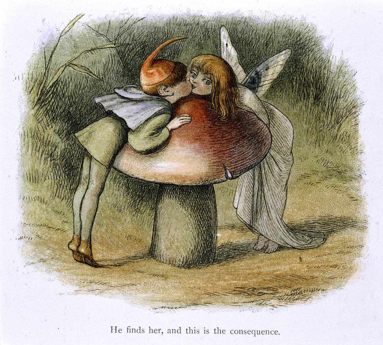 En nisse og en fe kysser af Richard Doyle