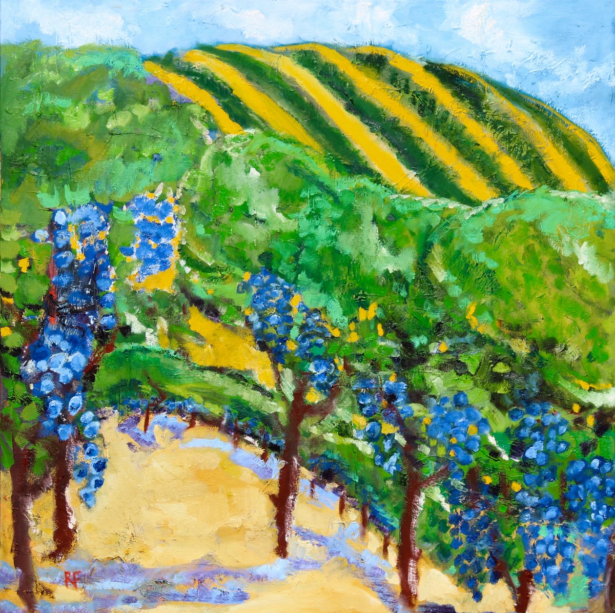 Vineyard and Rolling Hills, 2019 af Richard Fox