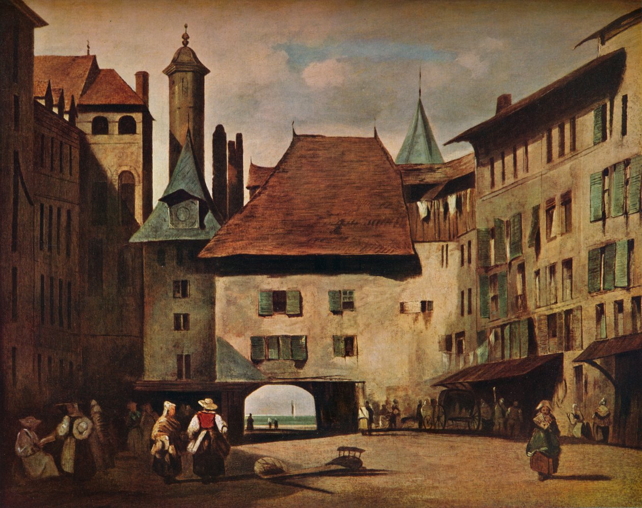 La Place du Molard, Genève, c1830 af Richard Parkes Bonington